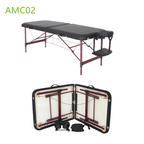 Massage Table Details Item No: AMC-02 Description: Aluminum massage table Dimension: L183cm*W71cm Adjustable Height 59-80cm Packaging: 1pc/1ctn Carton Dimension: L94cm*W20cm*H76cm Net weight: 12.50kg Gross weight: 15.50kg Quantity Per Container 210pcs/20gp 430pcs/40gp 478pcs/40HQ Material : PVC/PU leather,foam:5cm thickness,Alu frame, with carry bag. Certification: CE Delivery time: 30 days after receiving your fully Payment